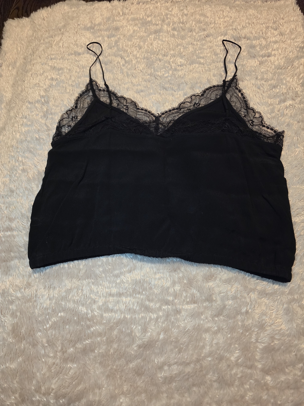 Wilfred Free Agyness Black Lace-Trim Slip Crop Top SIZE Med - Picture 3 of 5